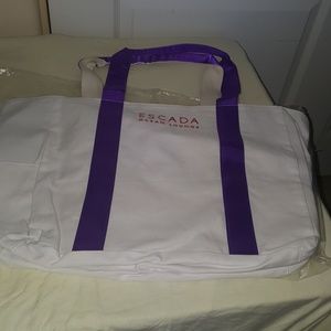 Escada tote cotton and satin purple straps